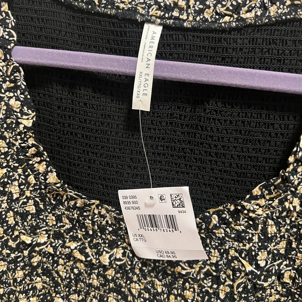 American Eagle Outfitters Black and Cream Floral Dress - Picture 2 of 4